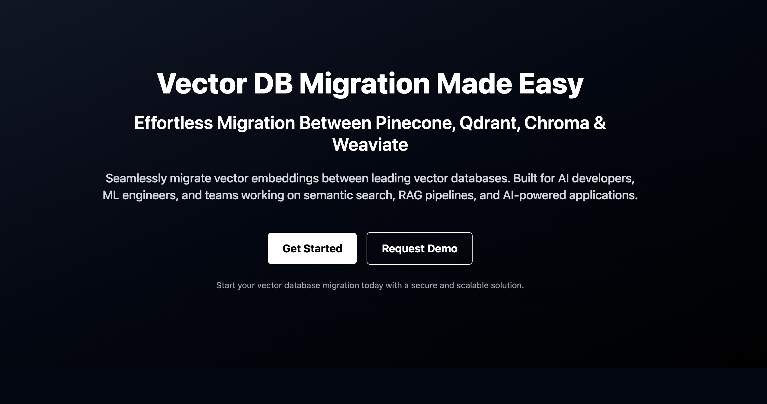 Vector Migration - Main product screenshot demonstrating key features and user interface