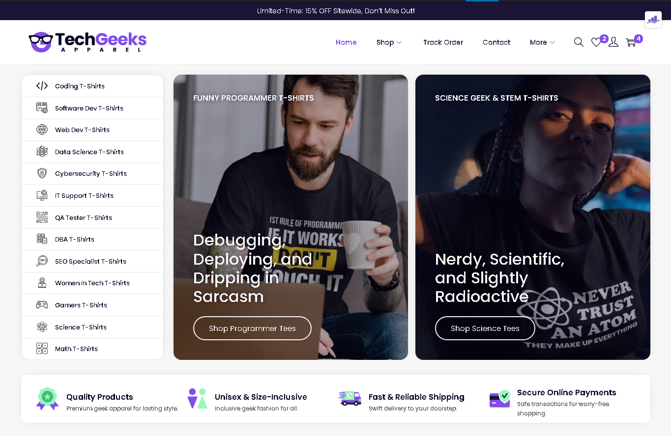TechGeeksApparel - Main product screenshot demonstrating key features and user interface