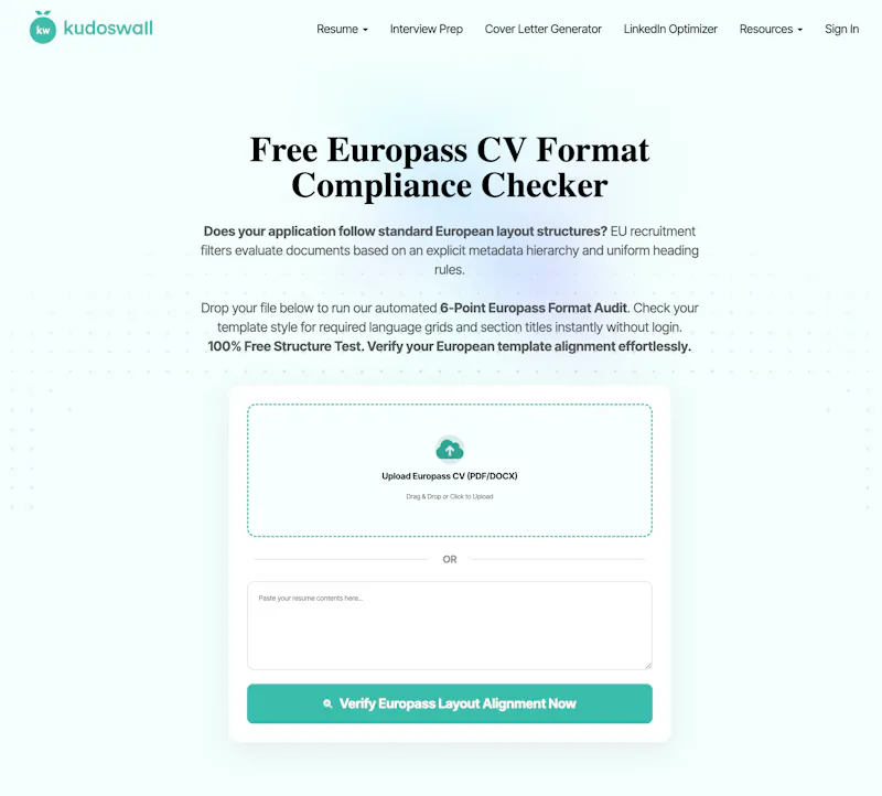 Europass CV Format Checker screenshot 1