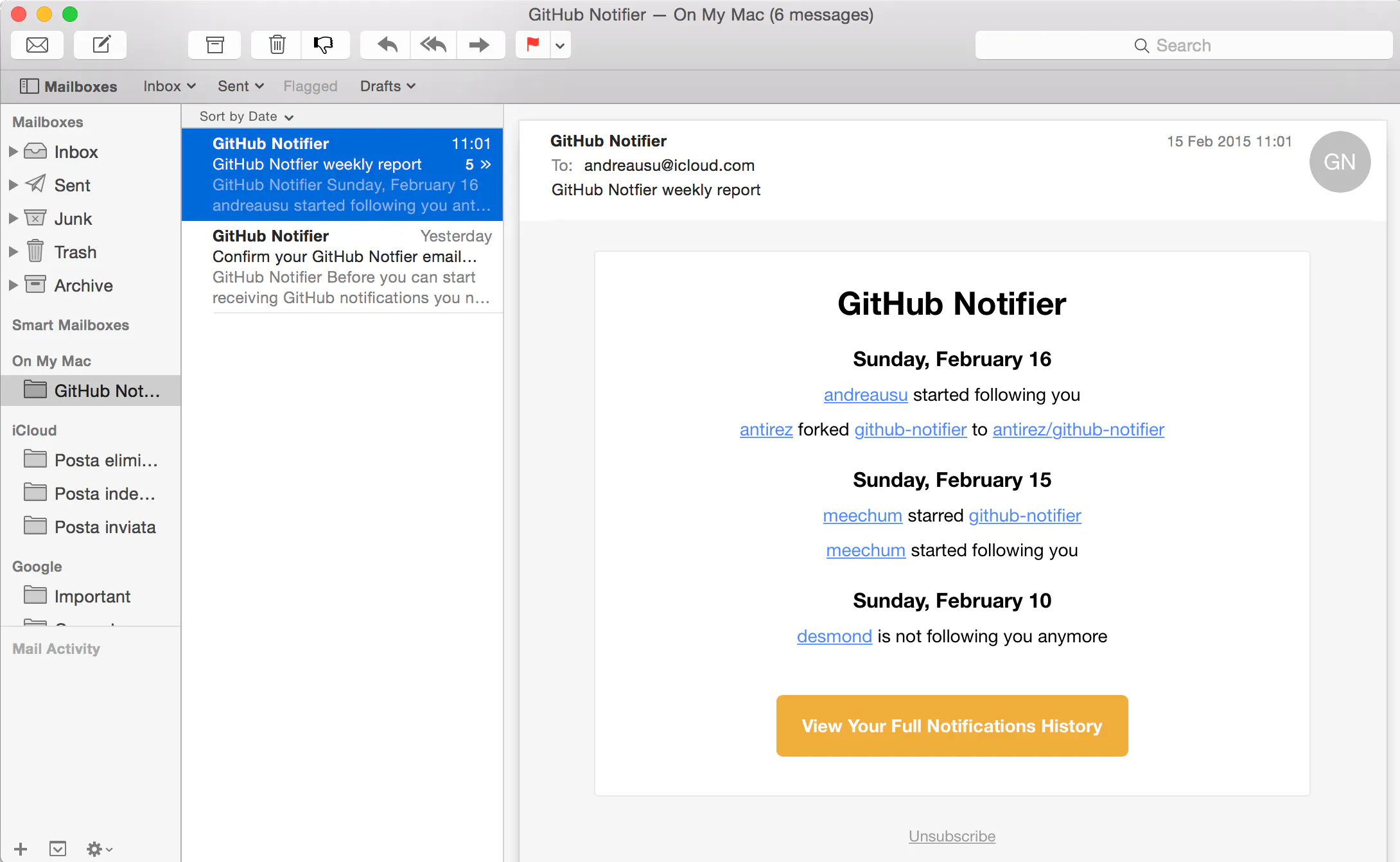 Github Notifier