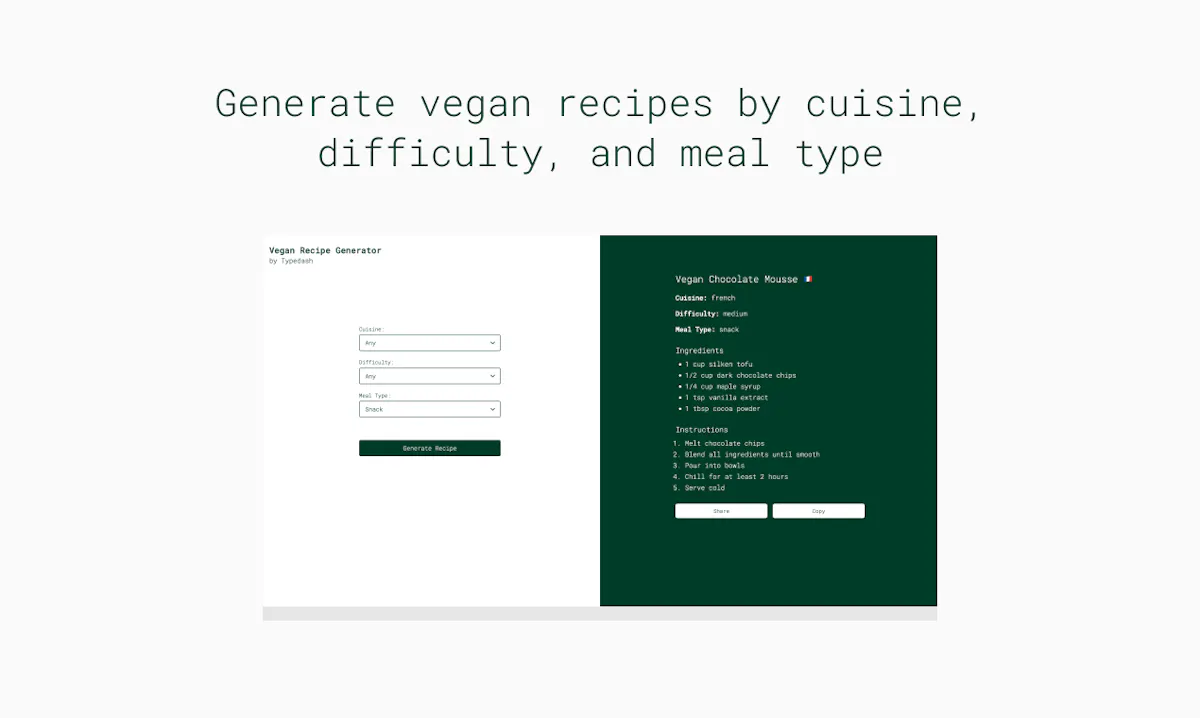 Vegan Recipe Generator