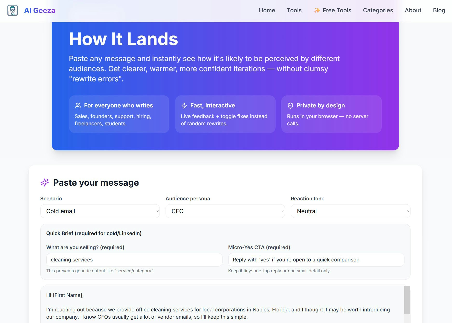 How It Lands - Main product screenshot demonstrating key features and user interface