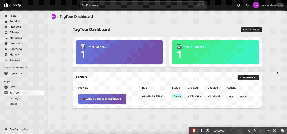TagTour: Shopify App for Custom Banners screenshot 1