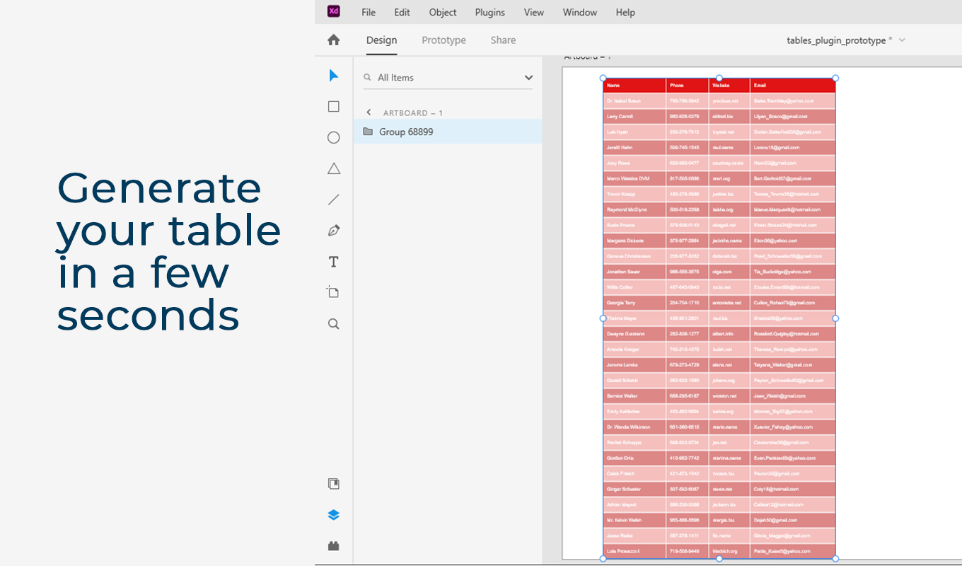 Tables for XD gallery image
