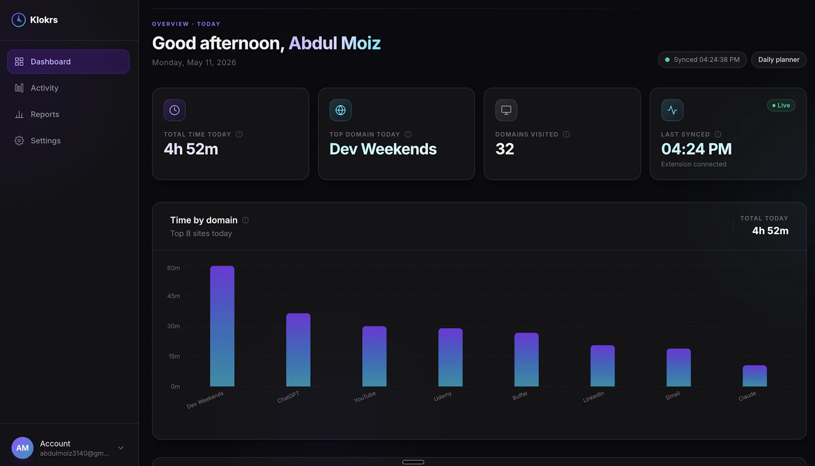 Klokrs — Tab Time Tracker for Engineers screenshot 4