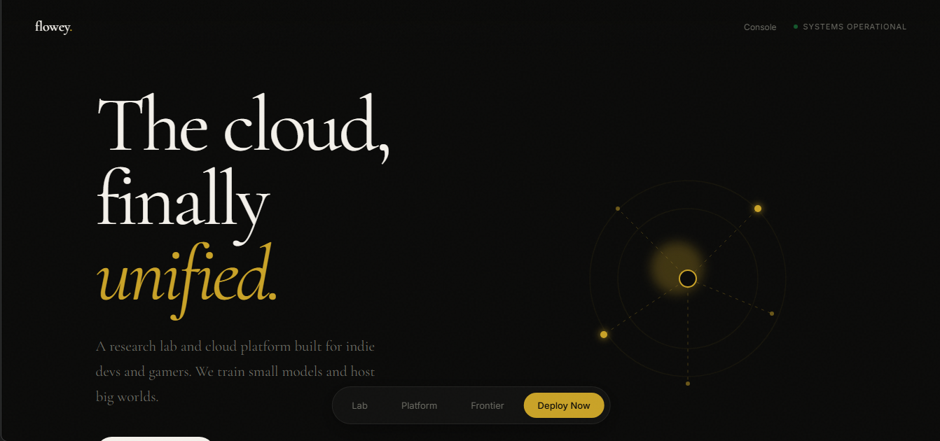 flowey.dev — Unified Cloud Lab - Main product screenshot demonstrating key features and user interface