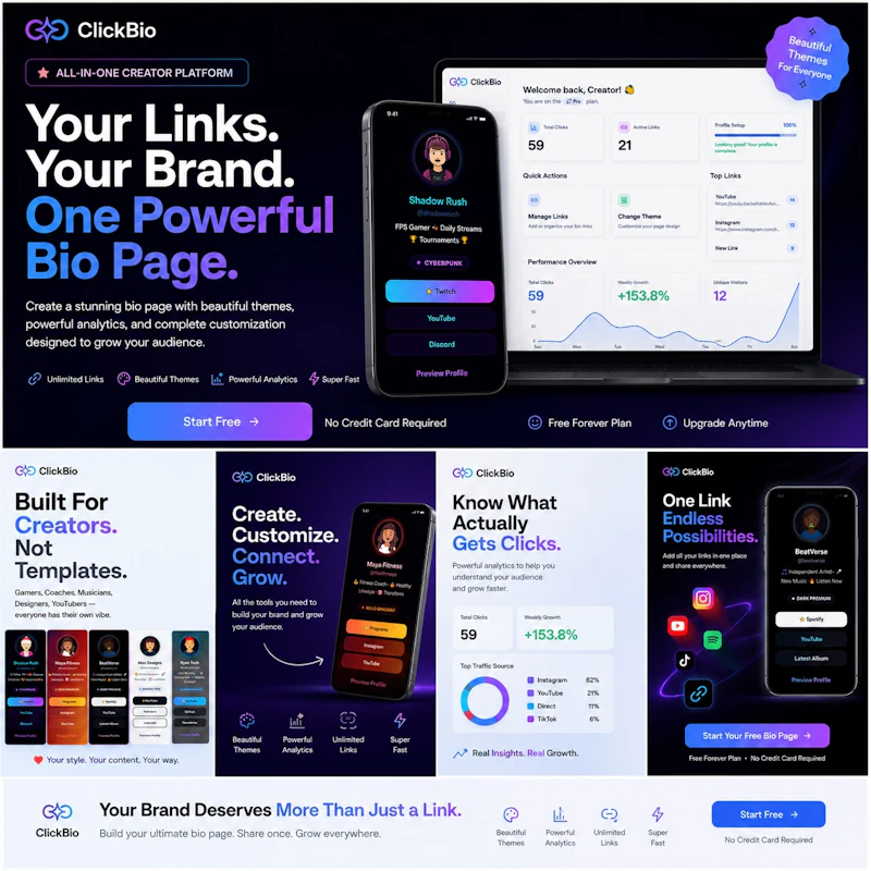 clickbio — Link in Bio for Creators screenshot 1