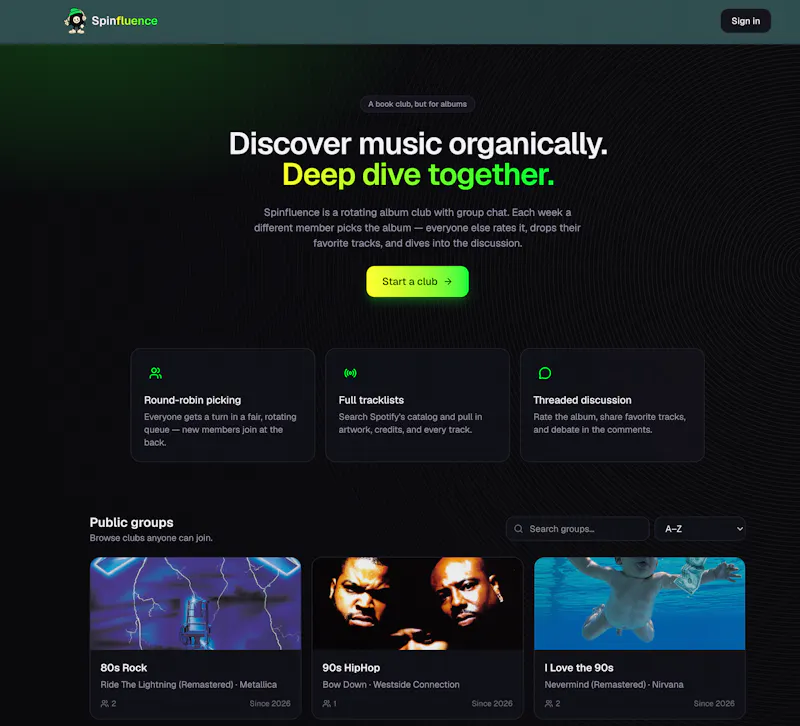 Spinfluence — Album Club screenshot 2