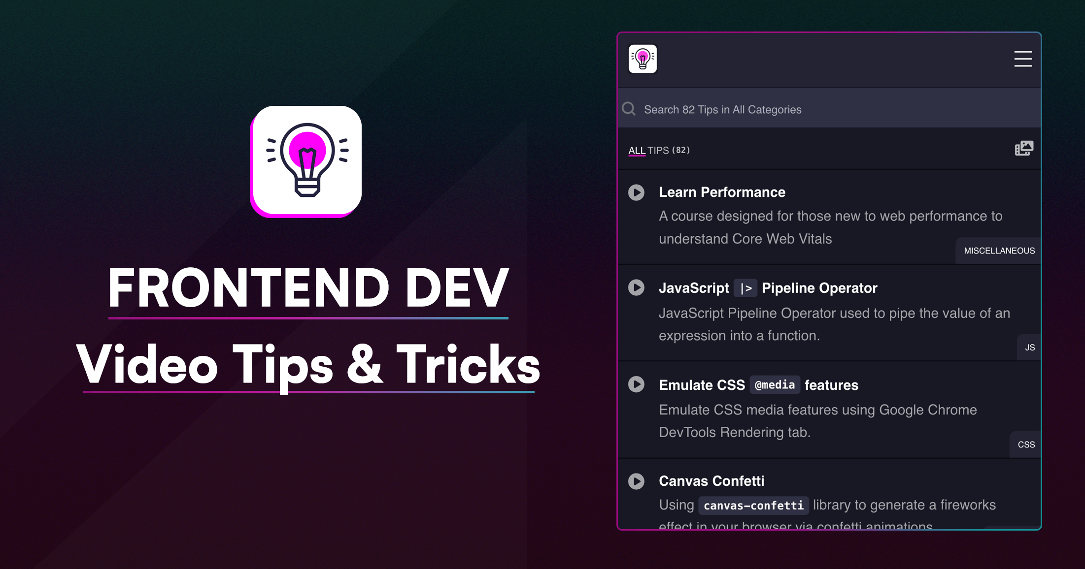 Front-End-Video-Tipps - Front-End-Dev reguläre kurze Videos auf HTML, CSS, JS & Tools Medien 2