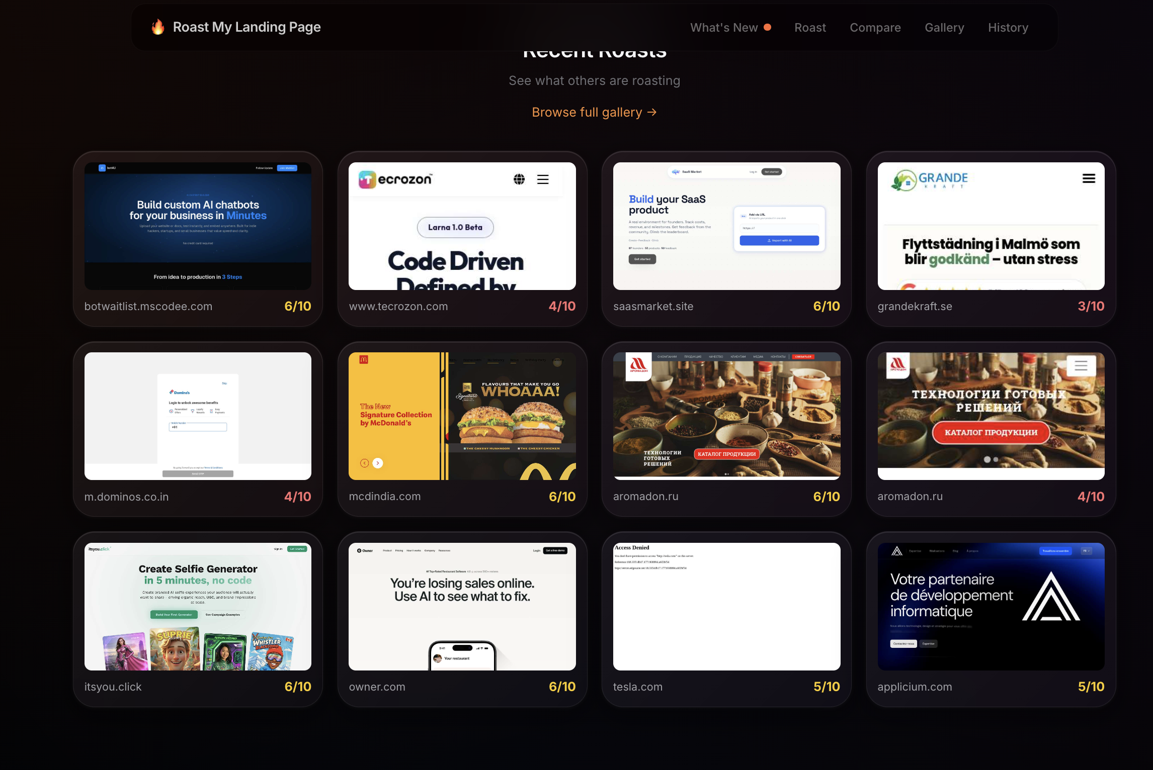 Roast My Landing Page - Screenshot 3 showing product features and functionality
