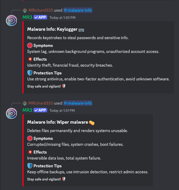Bot de discordia MR3 - MR3 BOT - ¡El último asistente de ciberseguridad y comercio!🔒📊 media 3