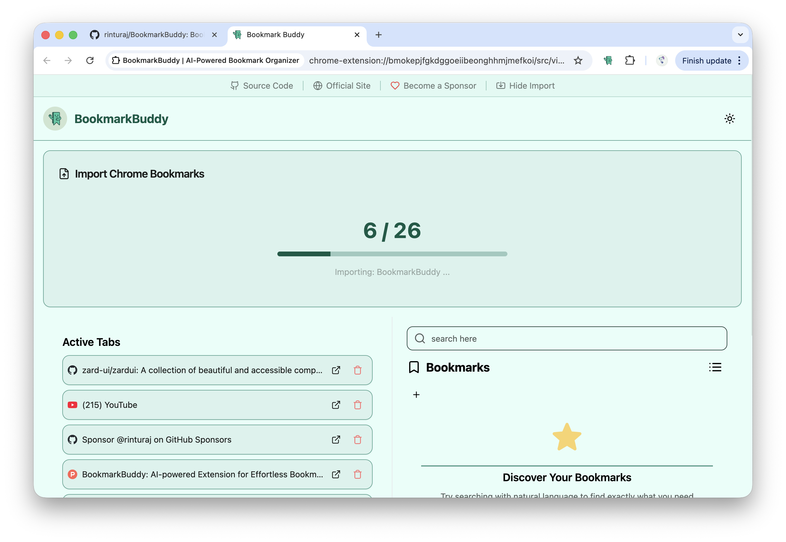 BookmarkBuddy - Main product screenshot demonstrating key features and user interface