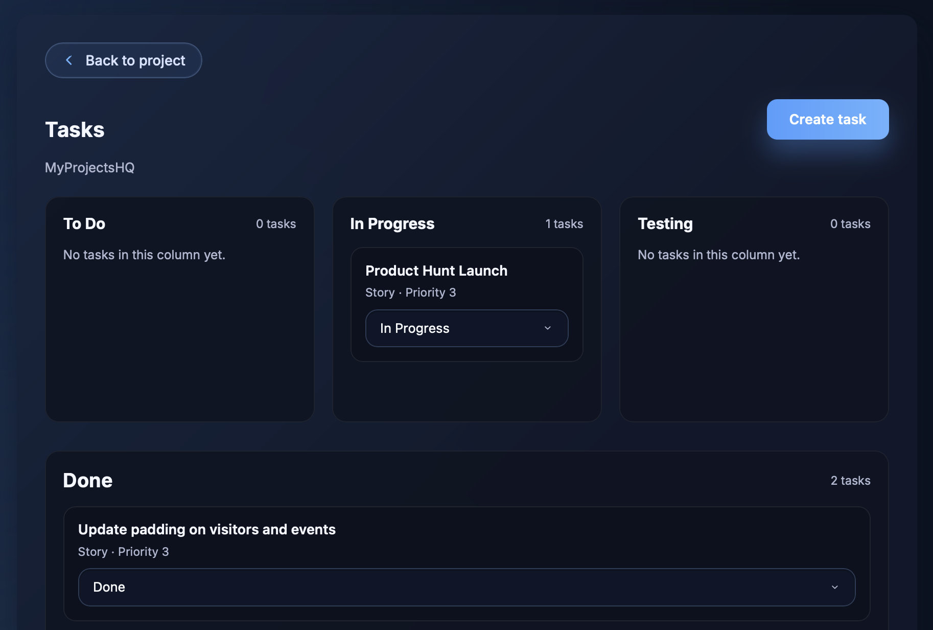 MyProjectsHQ - Screenshot 4 showing product features and functionality
