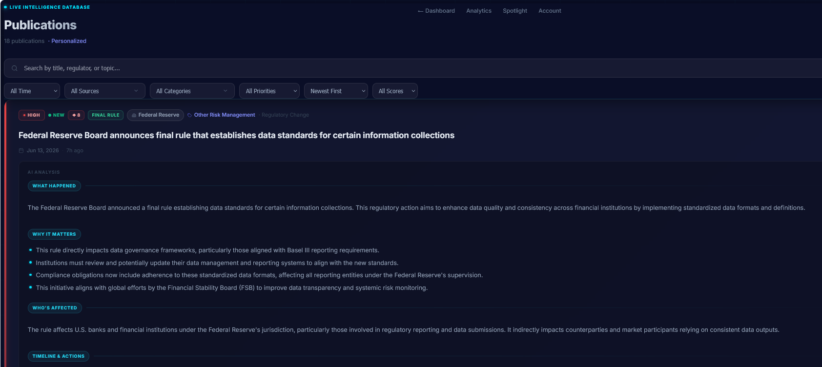 Regulatory Intelligence Terminal gallery image