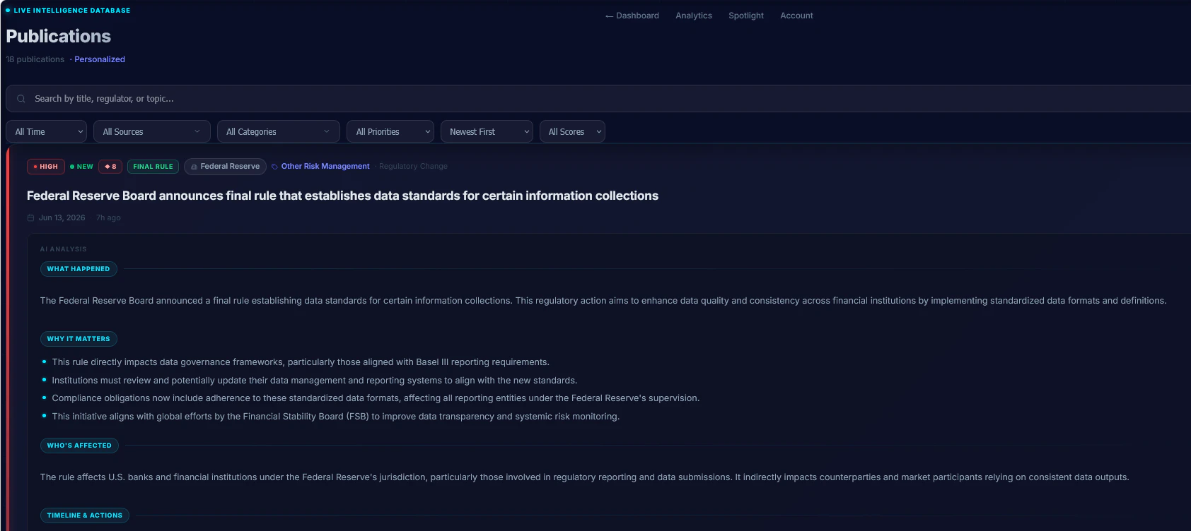 Regulatory Intelligence Terminal screenshot 2