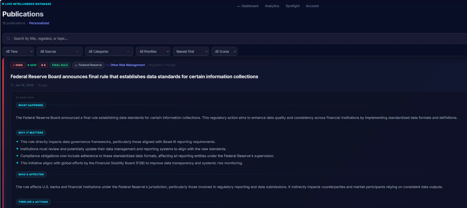 Regulatory Intelligence Terminal screenshot 2