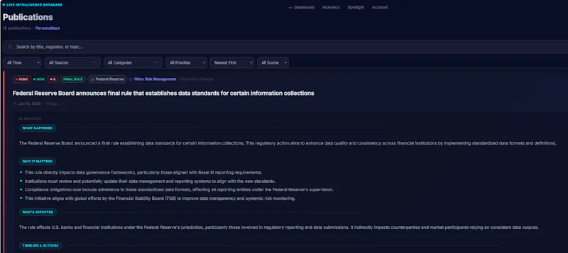Regulatory Intelligence Terminal screenshot 2