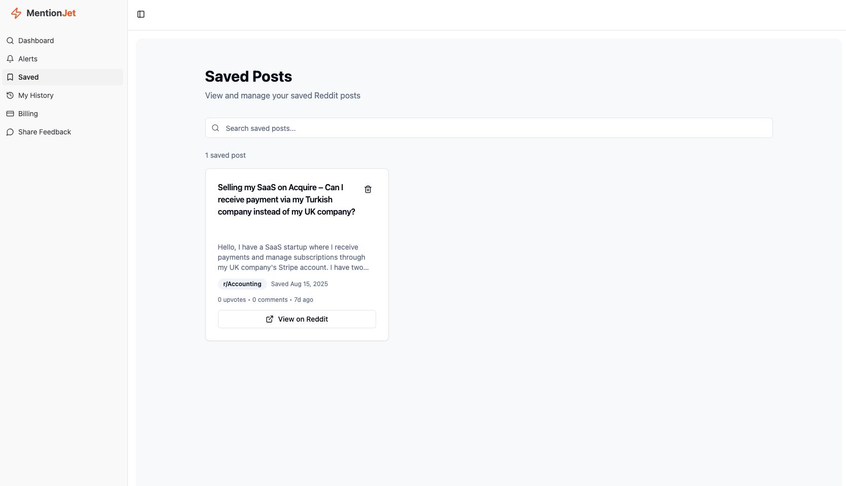 MentionJet: Reddit Mention Alerts gallery image