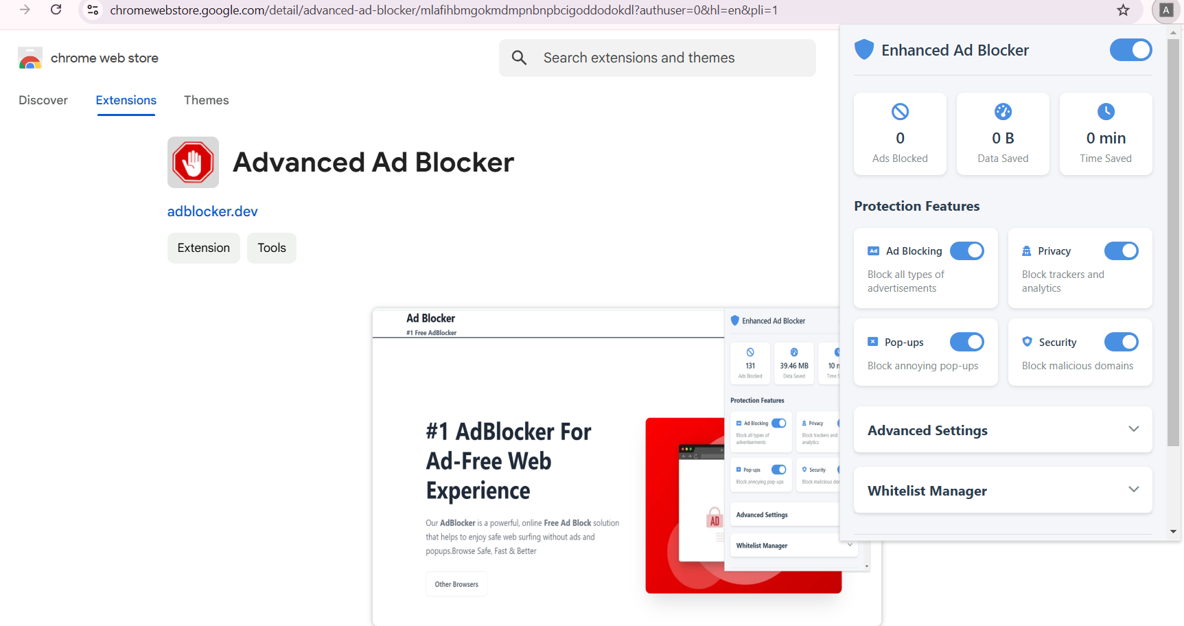 Advance Ad Blocker für Google Chrome - Fortgeschrittener Anzeigenblocker Medien 3