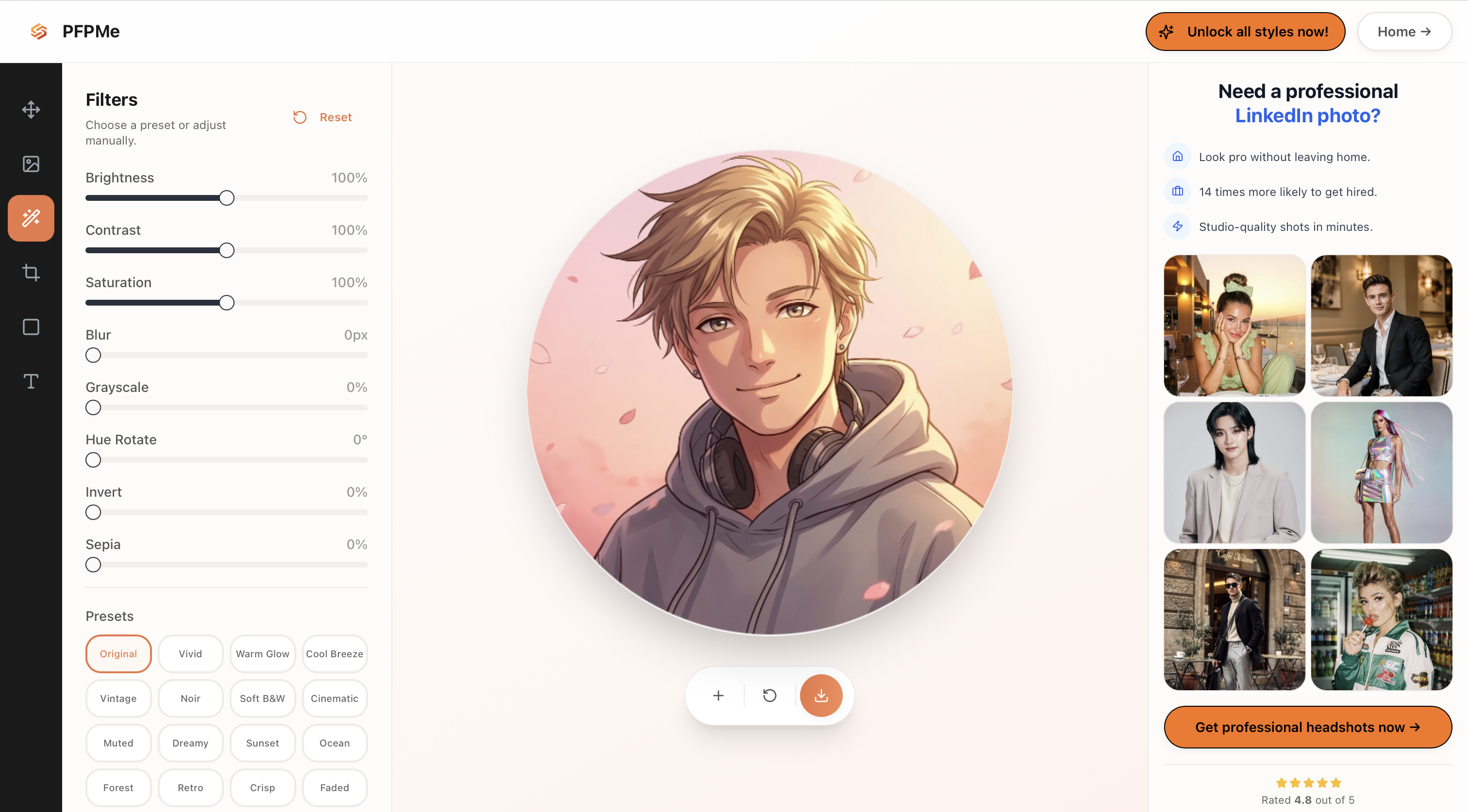 PFPMe - Screenshot 2 showing product features and functionality