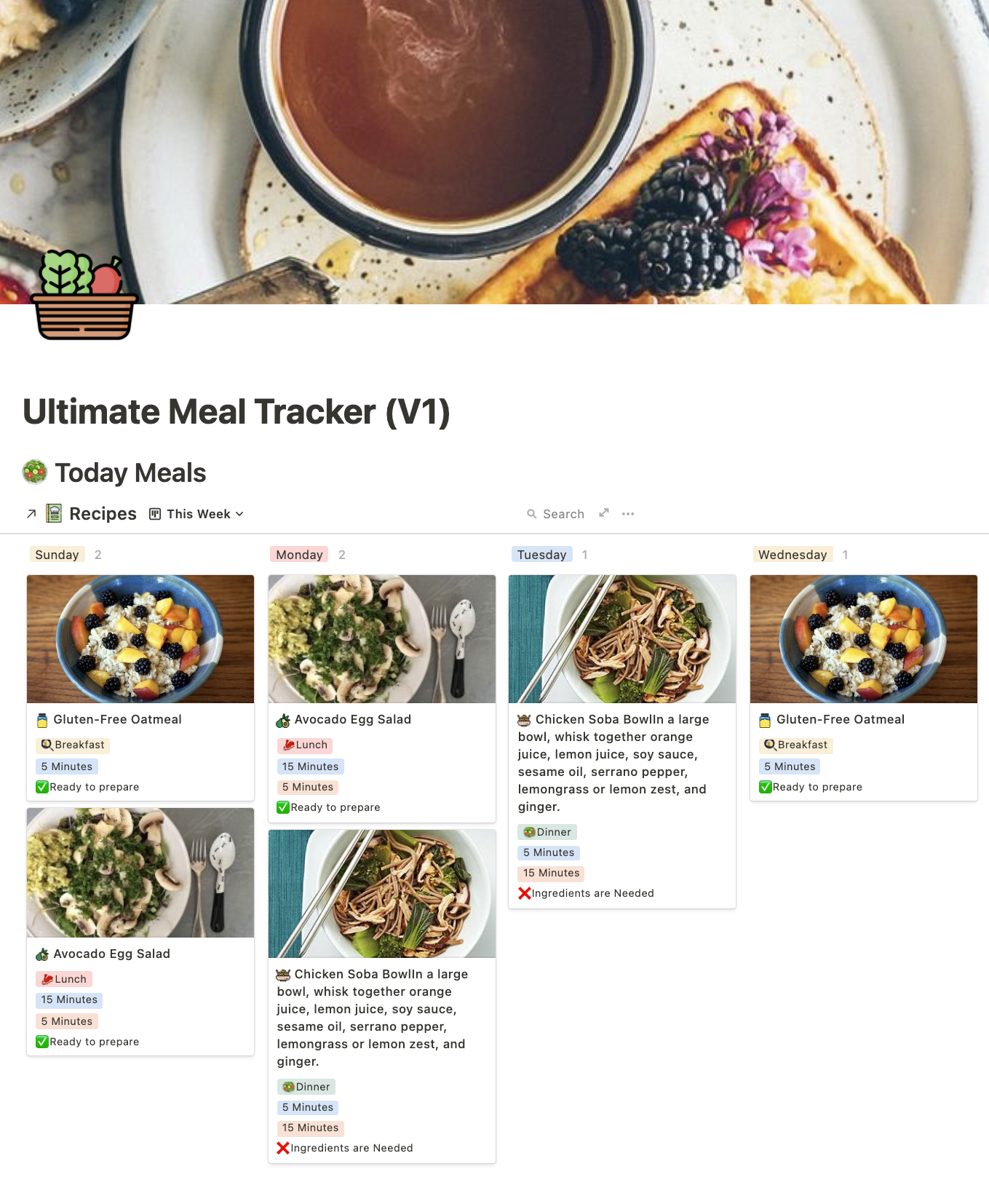 Notion Template - Ultimate Meal Tracker