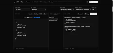JSON to SQL Converter gallery image
