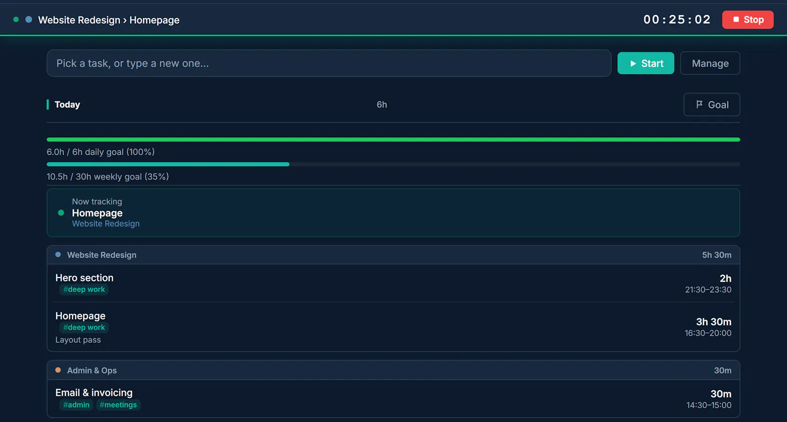 Trac —Local-first Time Tracker screenshot 2
