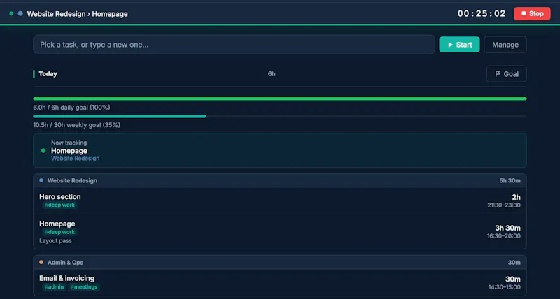 Trac —Local-first Time Tracker screenshot 2