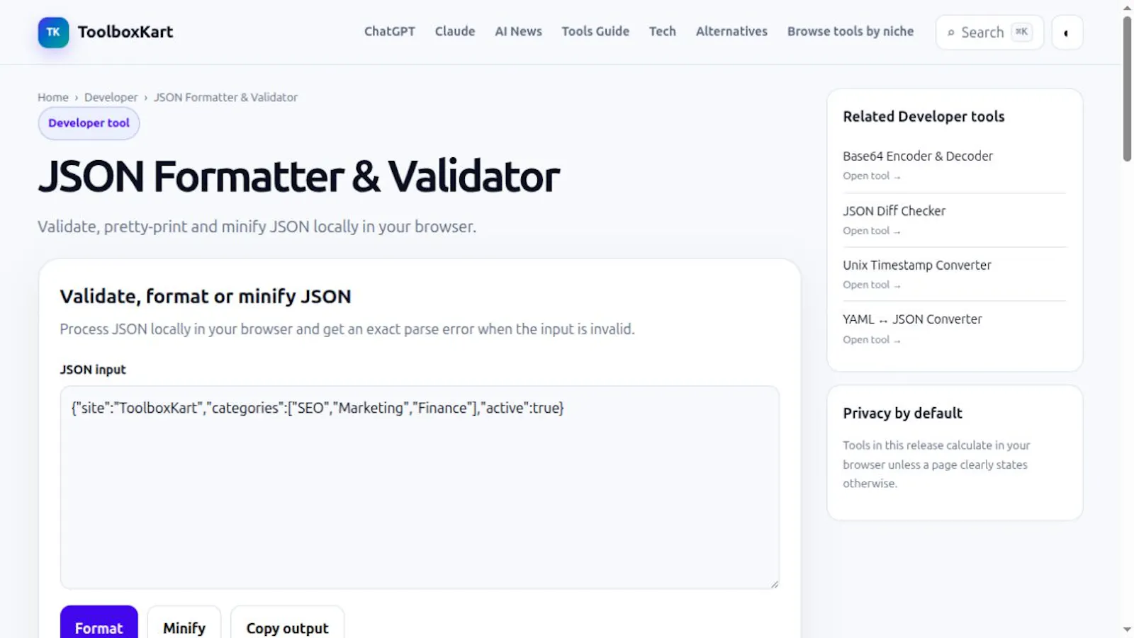 JSON Formatter & Validator screenshot 1