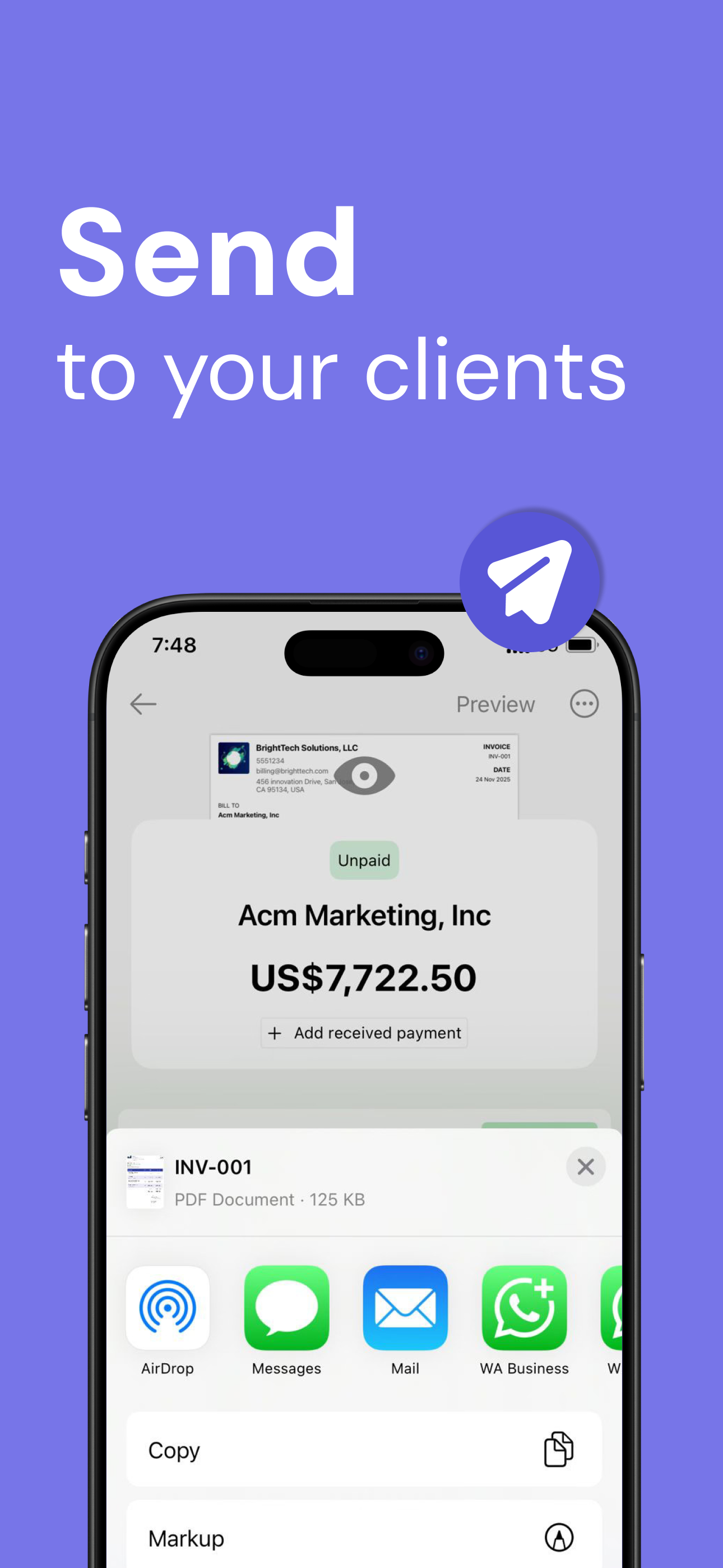 Invoice Maker: InvoiceMate - Screenshot 2 showing product features and functionality