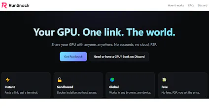 RunSnack — Your GPU. One link. The world gallery image