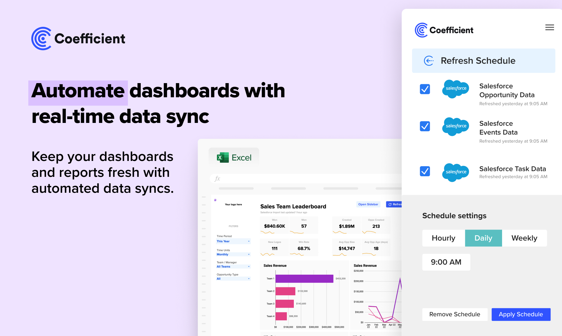 Коэффициент для Excel - Синхронизируйте живые данные в Excel от SaaS Systems & DBS в секундах медиа 3