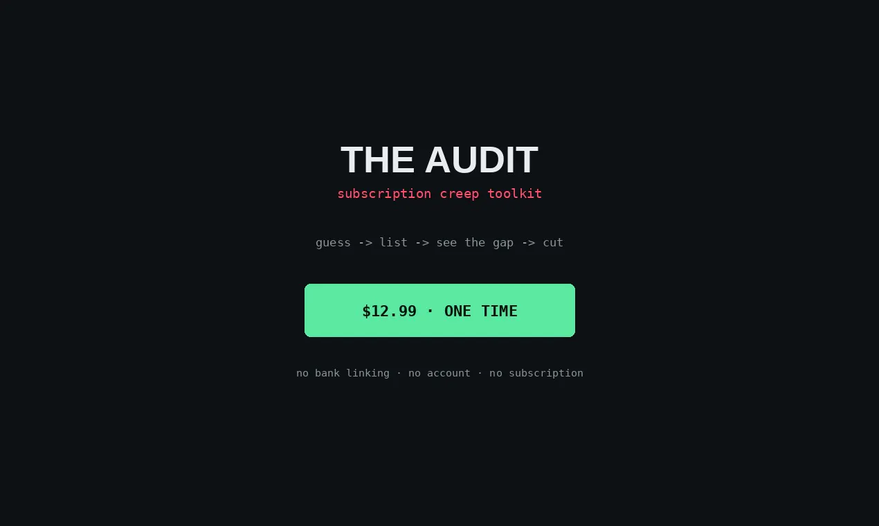 The Audit — Subscription Creep Toolkit gallery image