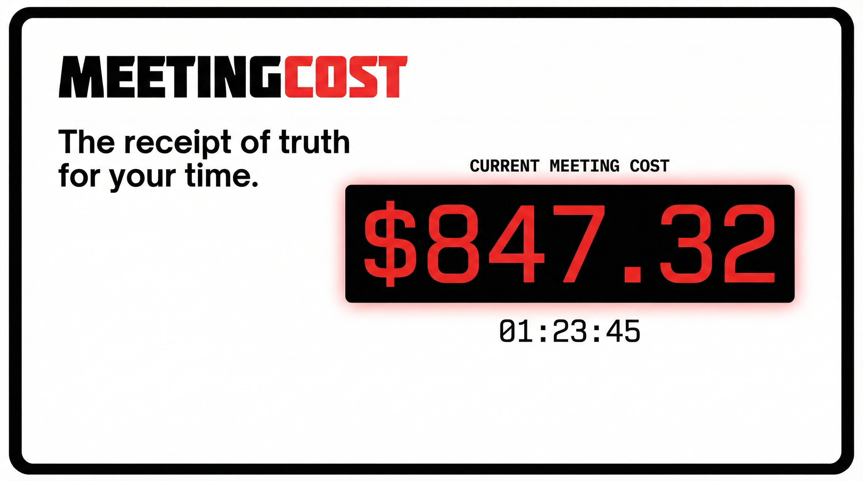 MeetingCost - Main product screenshot demonstrating key features and user interface