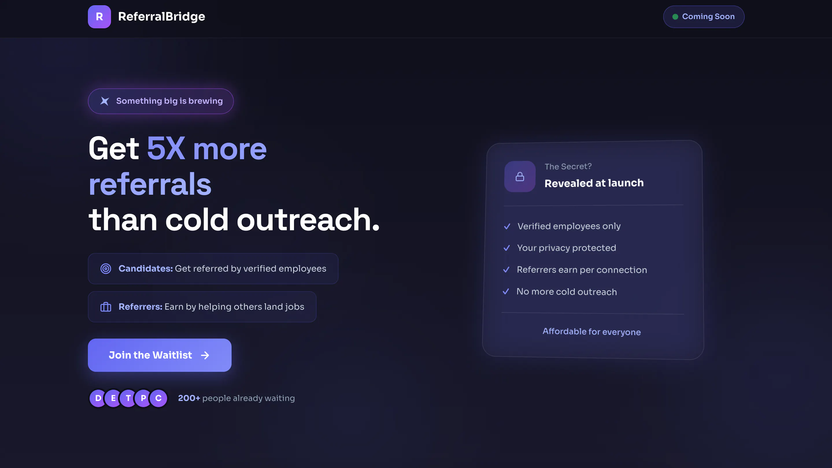 ReferralBridge — Guaranteed Referrals 제품 배너