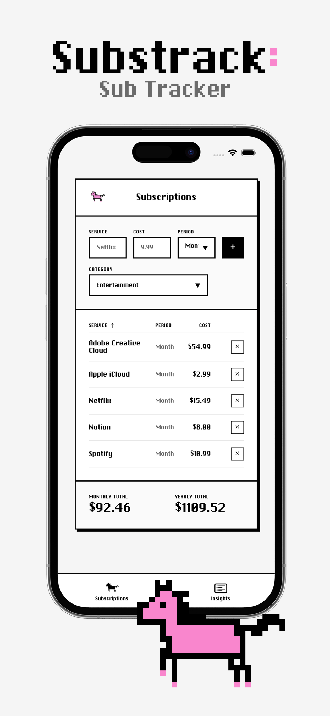 Substrack - Sub Tracker - Main product screenshot demonstrating key features and user interface