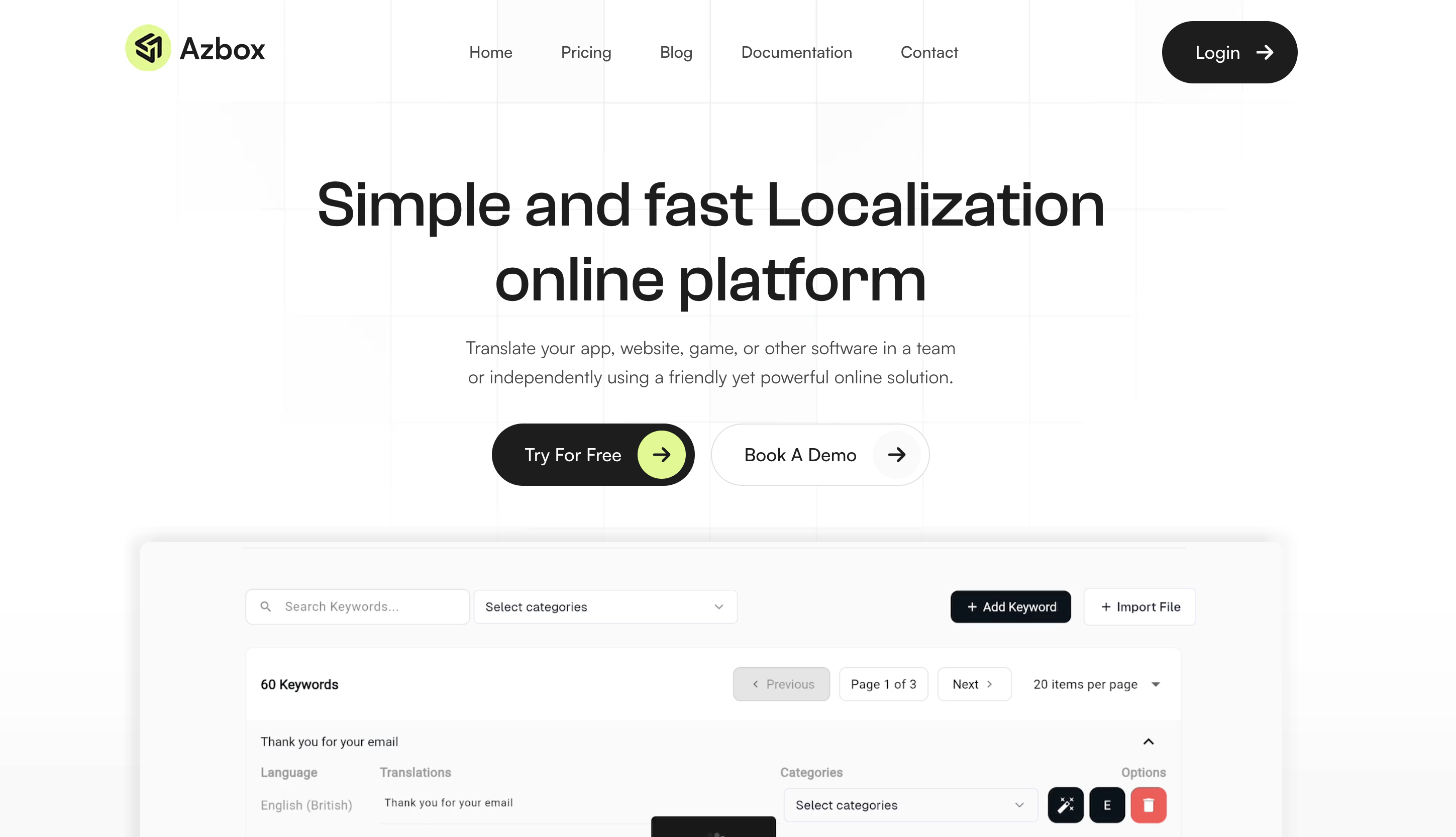 Azbox Localization - Main product screenshot demonstrating key features and user interface