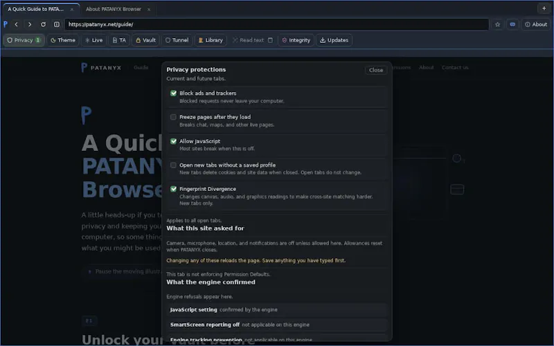 PATANYX Browser screenshot 2