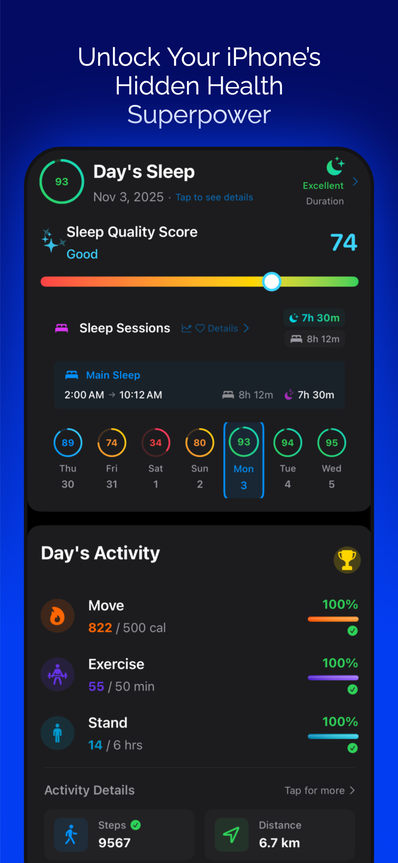 Fit Rest: Sleep & Fitness - Main screenshot showing features and interface