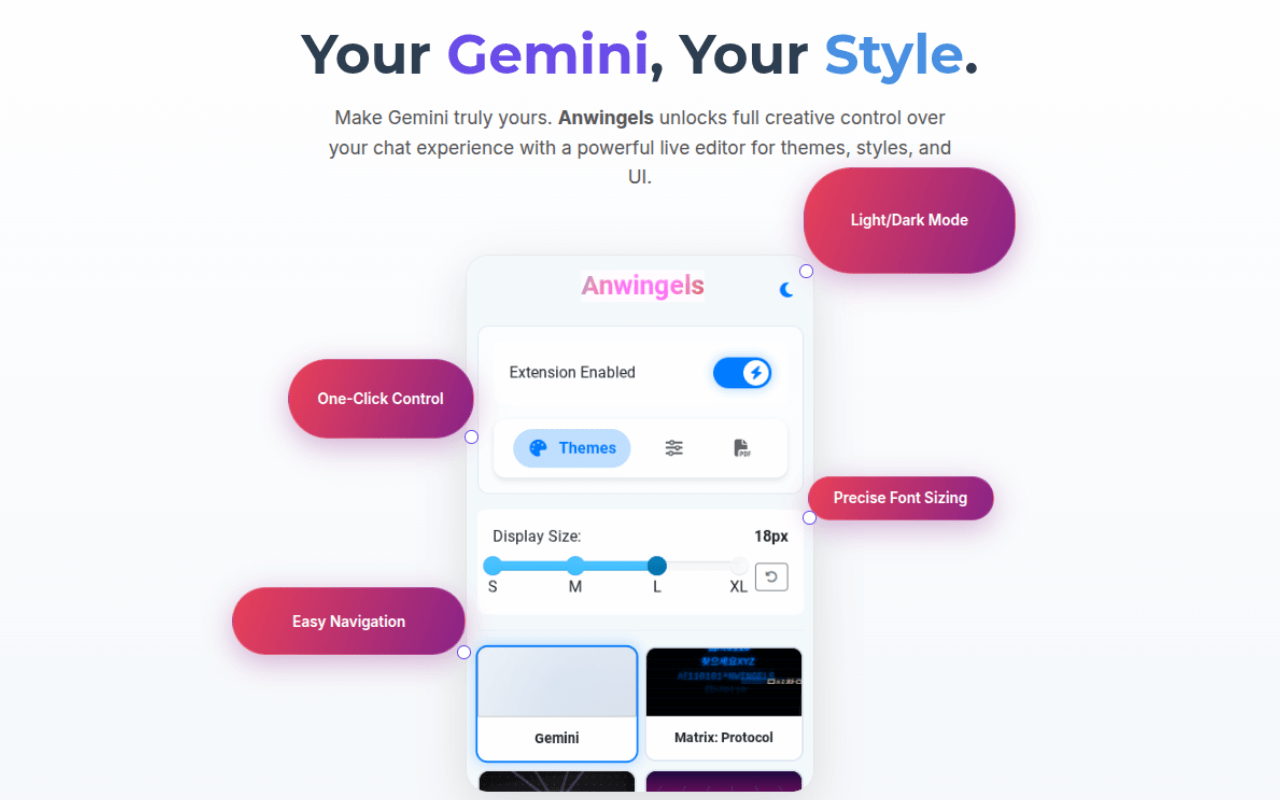 Média Thèmes personnalisés Gemini, styles d'interface utilisateur et PDF 2