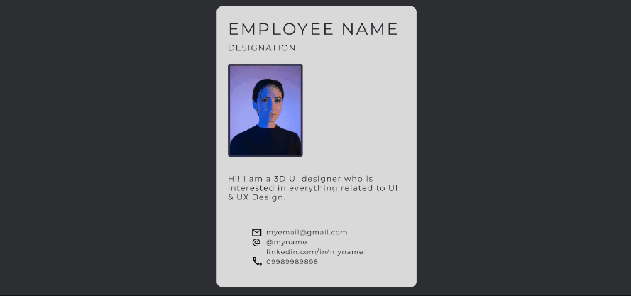 Temel 3D web sitesi arama kartı - Etkileşimli arama kartı medya 1