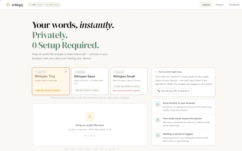 Whispy — Free Local Audio Transcription. screenshot 2