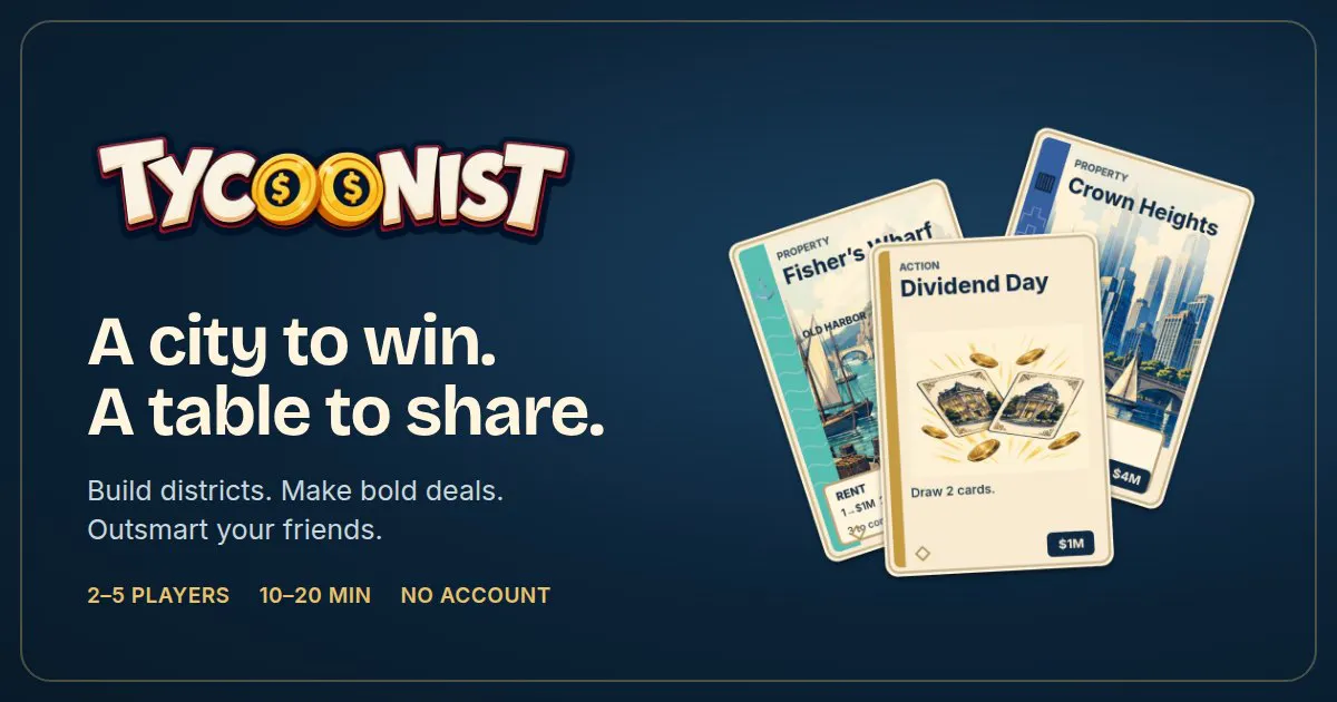 Tycoonist - Property Card Trading Game gallery image
