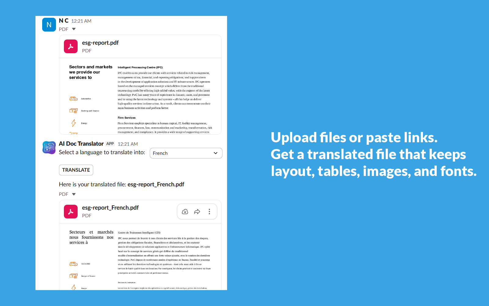 AI Document Translator for Slack gallery image