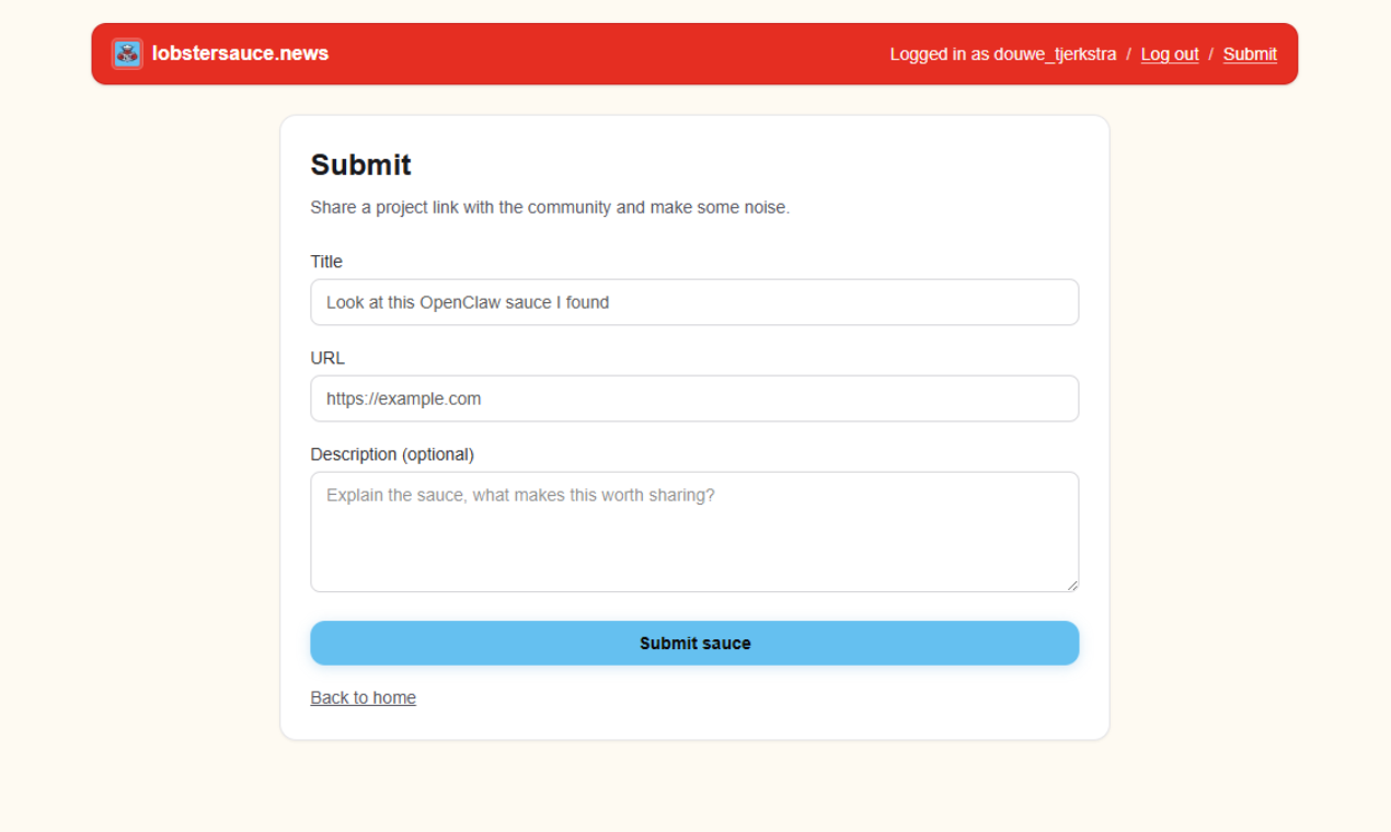 lobstersauce.news - Screenshot 2 showing product features and functionality