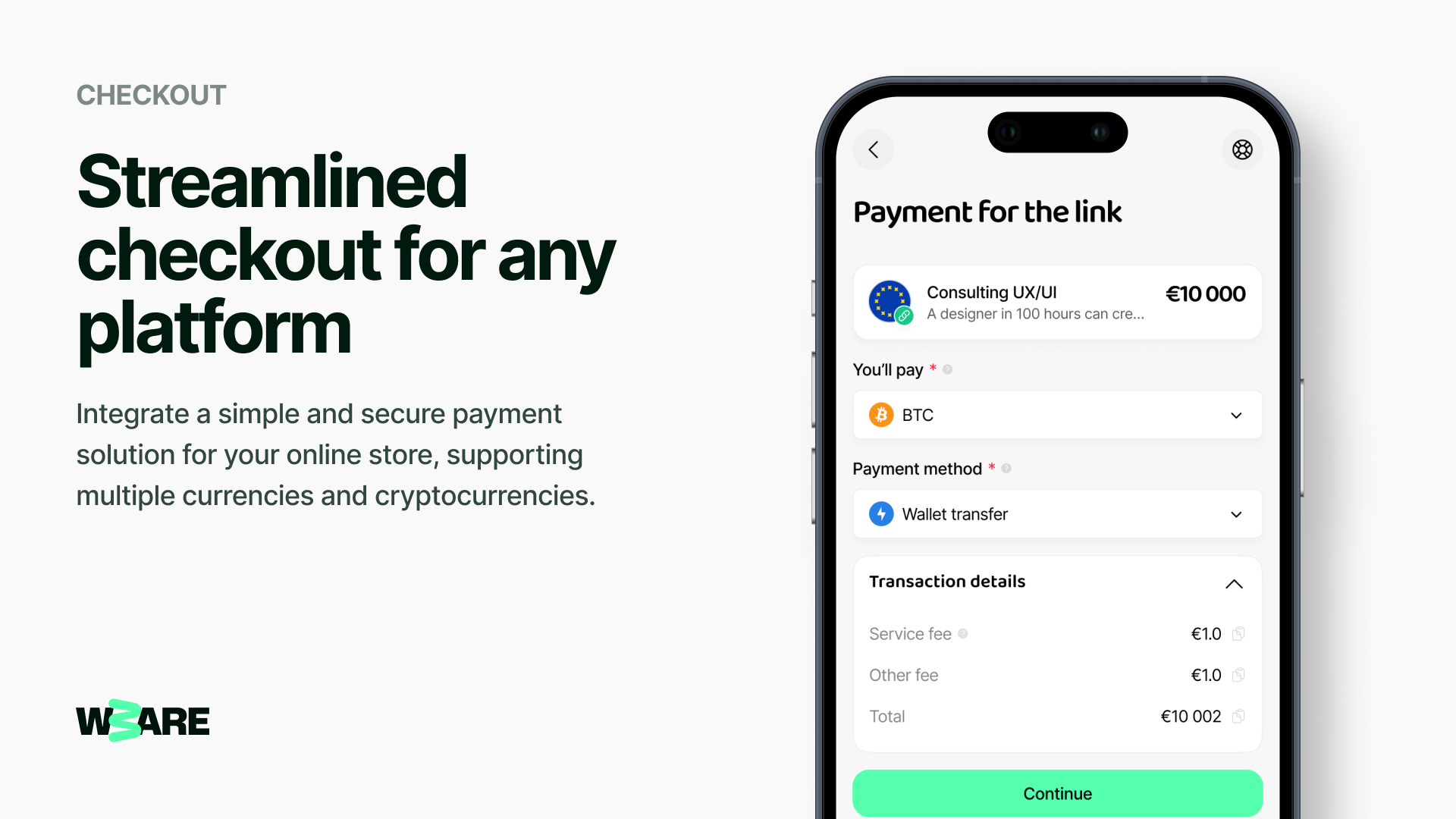 W3ARE v1 beta - Accept payments in any currency or crypto media 3