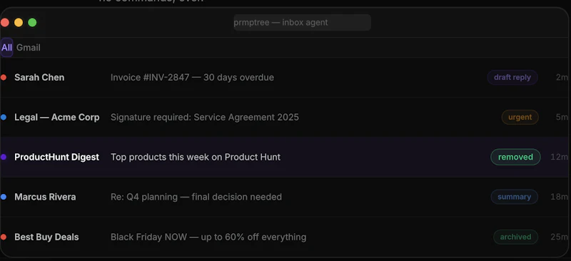 prmptree — every inbox. on autopilot. screenshot 3