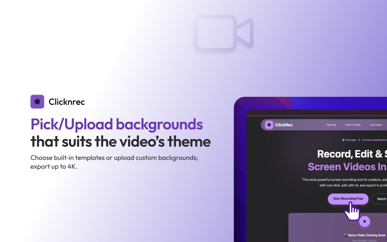 Clicknrec - Smart Screen Recorder - Screenshot 2 showing product features and functionality