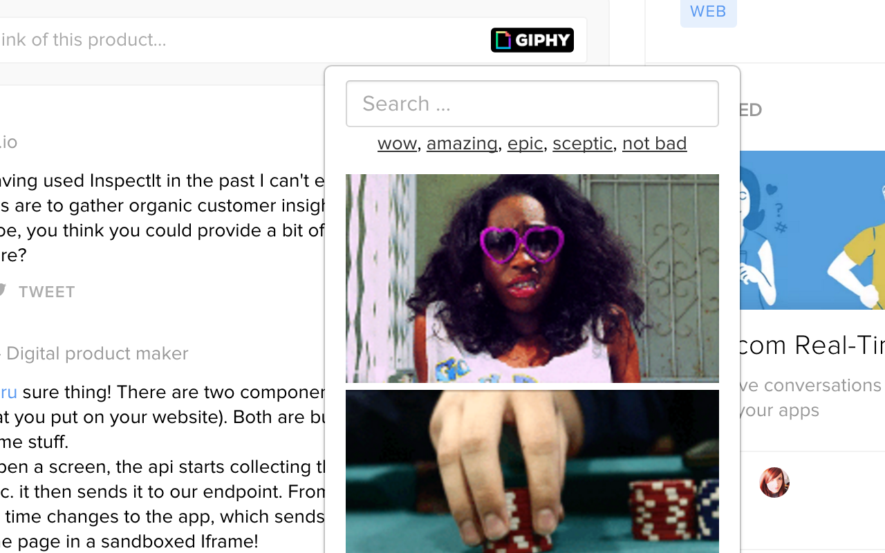 Product Hunt Giphy integration gallery image