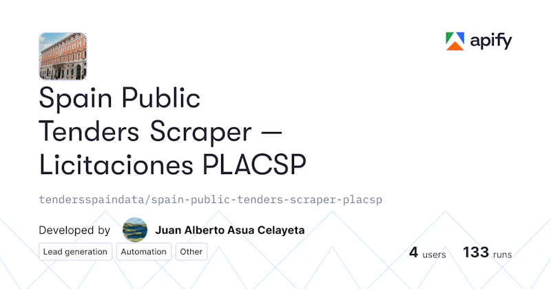 Spain Public Tenders Scraper PLACSP screenshot 1